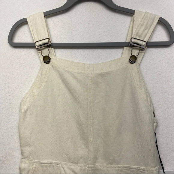 NEW Apiece Apart Caterina Overalls Cream Wide Leg Apron Jumper 8 Cotton Linen - Picture 7 of 13